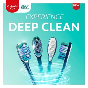 Colgate 360 Whole Mouth Clean Toothbrush, Adult Soft Toothbrushes, 5 Pack, Multicolored