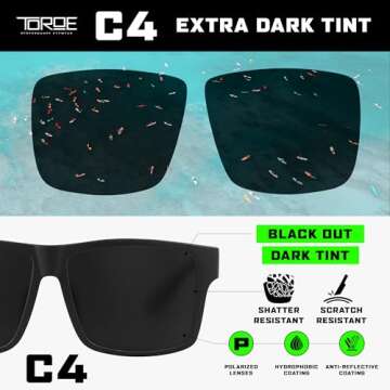 TOROE Polarized TR90 Sunglasses - Durable & Lightweight