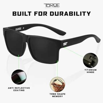 TOROE Polarized TR90 Sunglasses - Durable & Lightweight