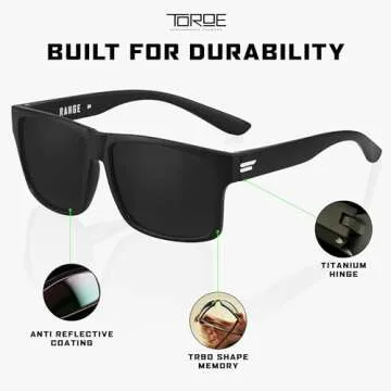 TOROE Polarized TR90 Sunglasses - Durable & Lightweight