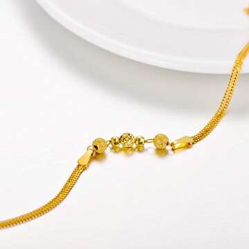 SISGEM Solid 18k Yellow Gold Bead Bracelet for Women, Real18 Karat Gold Jewelry Gifts for Her, (2.3 mm Wide Chain, 6.5-7.7 Inch)