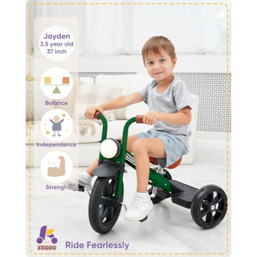KRIDDO Kids Tricycle for Ages 2-5 with Adjustable Height