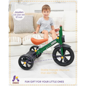 KRIDDO Kids Tricycle for Ages 2-5 with Adjustable Height