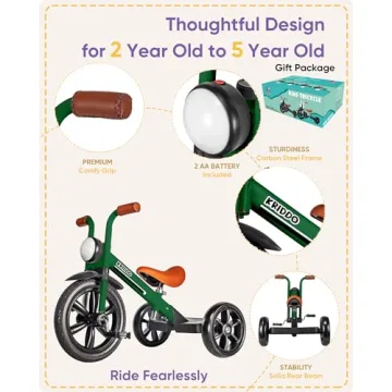 KRIDDO Kids Tricycle for Ages 2-5 with Adjustable Height