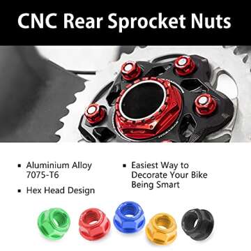 Red CNC Racing Rear Sprocket Nuts for RSV1000R and More