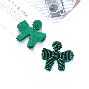 Christmas Earrings Beaded Xmas Bow Earring for Women Handmade Red Green Holiday Bow Drop Dangle Earrings Festive Jewelry Gifts (Green)