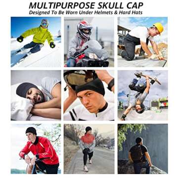 Headshion Cotton Skull Caps for Men Women,2-Pack Lightweight Beanie Sleep Hats Breathable Helmet Liner Black,Grey