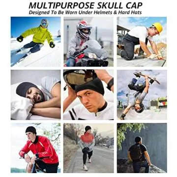 Headshion Cotton Skull Caps for Men Women,2-Pack Lightweight Beanie Sleep Hats Breathable Helmet Liner Black,Grey