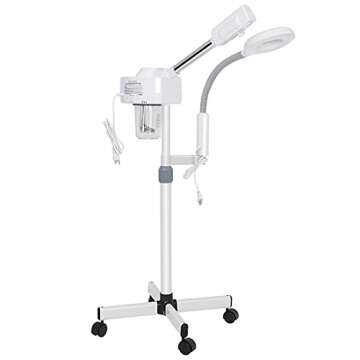 HomGarden Pro 2 in 1 Facial Steamer 5X LED Floor Magnifying Lamp UV Ozone Mist Face Steamer Salon Sp...