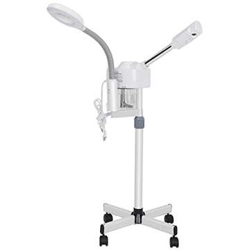 HomGarden Pro 2 in 1 Facial Steamer 5X LED Floor Magnifying Lamp UV Ozone Mist Face Steamer Salon Spa Beauty Skin Care Equipment