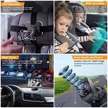 DoHonest HD 1080P Baby Car Camera for Infants