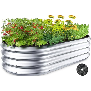 Winpull Raised Garden Bed Kit, 4x2x1 ft Large Galvanized Raised Garden Beds Outdoor Planter Box with...