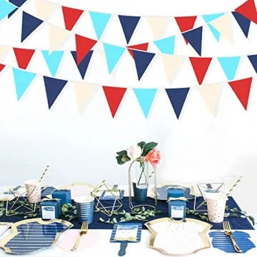 Nautical 32Ft Pennant Banner for Birthday and Party Decor