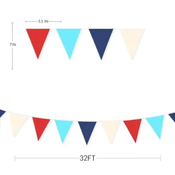 Nautical 32Ft Pennant Banner for Birthday and Party Decor