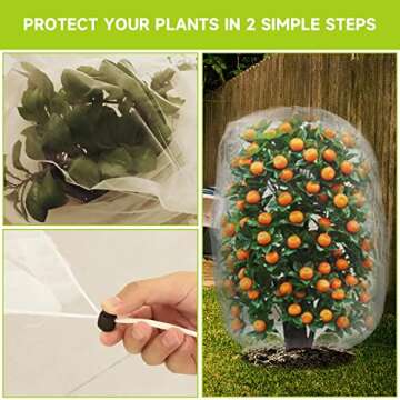 4 Packs Garden Plant Netting Blueberry Bushes Protection Netting Covers Bags, Tomato Fruit Trees Protective Cover Garden Plant Netting Covers Bags Plant from Insect Bird Eating 4.92x3.93 FT
