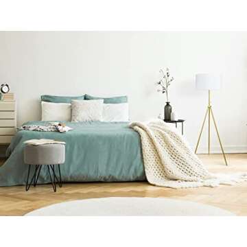 O’Bright Tripod Floor Lamp, Adjustable in Height, 100% Metal Body with Linen Drum Shade, E26 Socket, Bedside Lamp, Standing Light for Living Room, Bedroom, Office, Antique Brass