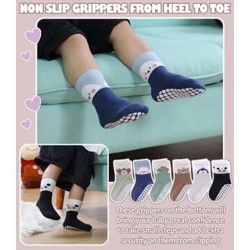 DOSKONI Baby Toddlers Non Slip Socks with Grippers - Colorful and Comfortable Gift Socks