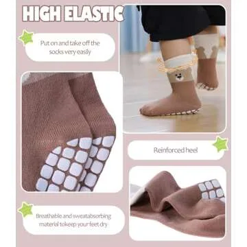 DOSKONI Non Slip Baby Toddler Socks with Grippers 1-3 Years