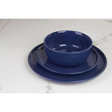 10 Strawberry Street Double Line 16 Piece Dinnerware Set, Cobalt