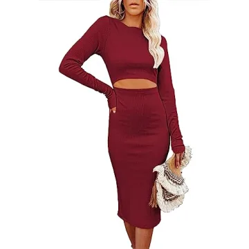 Elegant SHANZHEN Women's Cocktail Dress in Wine Red