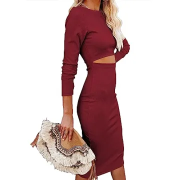 Elegant SHANZHEN Women's Cocktail Dress in Wine Red