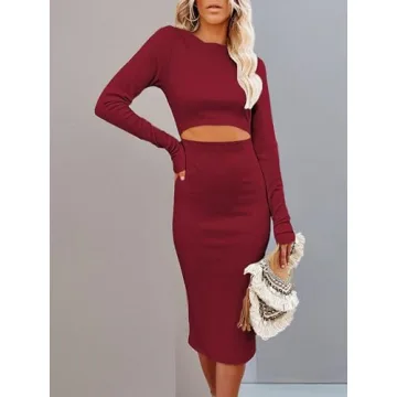 Elegant SHANZHEN Women's Cocktail Dress in Wine Red