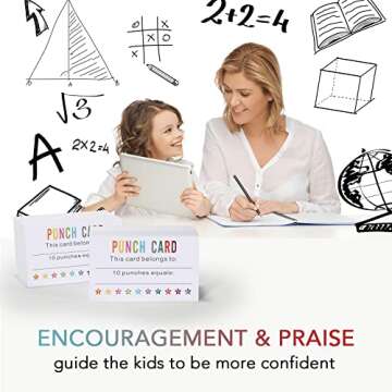 ONEDONE Reward Punch Cards Pack of 200 with Hole Puncher Behavior Incentive Awards for Teachers Kids Students Home Classroom School Business Loyalty Card - 3.5" x 2"