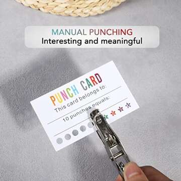 ONEDONE Reward Punch Cards Pack of 200 with Hole Puncher Behavior Incentive Awards for Teachers Kids Students Home Classroom School Business Loyalty Card - 3.5" x 2"