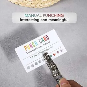 ONEDONE Reward Punch Cards Pack of 200 with Hole Puncher Behavior Incentive Awards for Teachers Kids Students Home Classroom School Business Loyalty Card - 3.5" x 2"