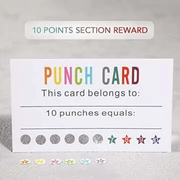 ONEDONE Reward Punch Cards Pack of 200 with Hole Puncher Behavior Incentive Awards for Teachers Kids Students Home Classroom School Business Loyalty Card - 3.5" x 2"