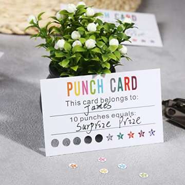 ONEDONE Reward Punch Cards Pack of 200 with Hole Puncher Behavior Incentive Awards for Teachers Kids Students Home Classroom School Business Loyalty Card - 3.5" x 2"