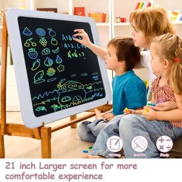 SNEGDO LCD Writing Tablet for Kids - 21 Inch Doodle Board Toddler Educational Preschool Learning Toys Christmas Birthday Gift for 3 4 5 6 7 Year Old Girls Boys, White