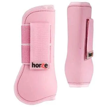 HORZE Chicago Protective Horse Tendon Boots - Lightweight Open Front Boots for Jumping, Trail Riding, and Turnout (Pair) - Lady Light Pink - Horse