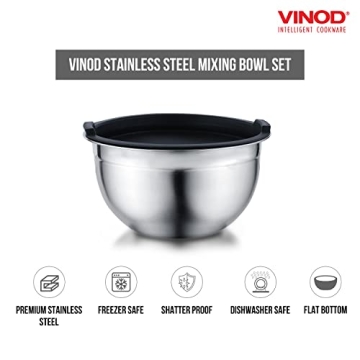 Vinod Cookware Heavy Duty Mixing Bowls Set with Lids