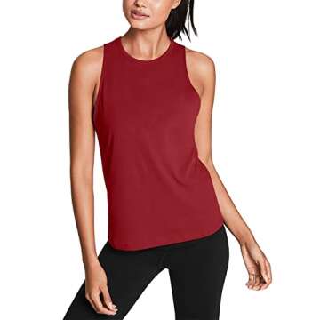 Mippo Womens Workout Tops Open Back Loose Fit Yoga Shirts Athletic Gym Tank Backless Tops Workout Clothes Wine Red XL