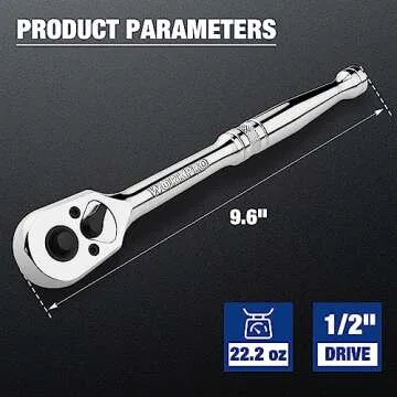 WORKPRO 1/2-Inch Drive Ratchet, Quick-Release Reversible Ratchet Wrench, 72-Tooth 1/2 Drive Ratchet ...
