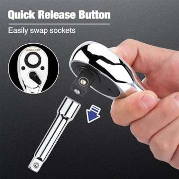 WORKPRO 1/2-Inch Drive Ratchet, Quick-Release Reversible Ratchet Wrench, 72-Tooth 1/2 Drive Ratchet Handle, Chrome Alloy Made, Cr-Mo Head, Full Polished