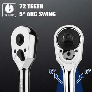 WORKPRO 1/2-Inch Drive Ratchet, Quick-Release Reversible Ratchet Wrench, 72-Tooth 1/2 Drive Ratchet Handle, Chrome Alloy Made, Cr-Mo Head, Full Polished