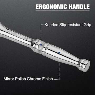 WORKPRO 1/2-Inch Drive Ratchet, Quick-Release Reversible Ratchet Wrench, 72-Tooth 1/2 Drive Ratchet Handle, Chrome Alloy Made, Cr-Mo Head, Full Polished