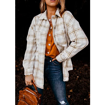 PRETTYGARDEN Women's Plaid Shacket Jacket for Fall Fashion