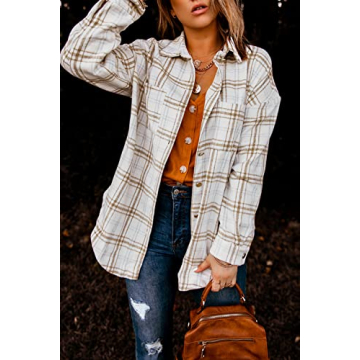 PRETTYGARDEN Women's Plaid Shacket Jacket for Fall Fashion