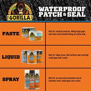 Gorilla Waterproof Patch & Seal Liquid Rubber Sealant, Crystal Clear, 32oz (Pack of 1)