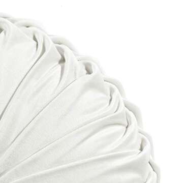 Lush Decor Round Pleated Soft Velvet Throw Pillow - White