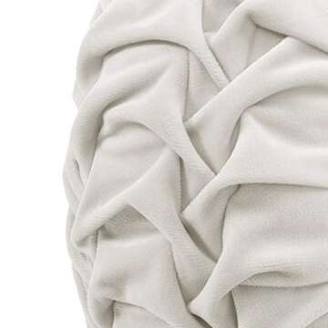 Lush Decor Round Pleated Soft Velvet Throw Pillow - White