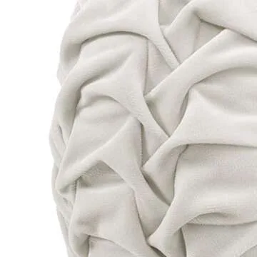 Lush Decor Round Pleated Soft Velvet Throw Pillow - White