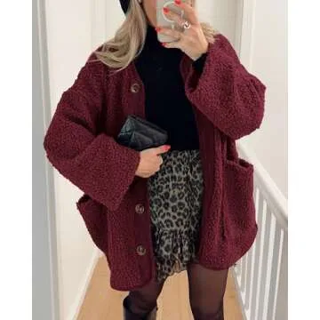 PRETTYGARDEN Women's Warm Winter Coats Casual Long Sleeve Fuzzy Sherpa Fleece Jacket