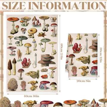 Kajaia 4 Pcs Summer Boho Kitchen Towels 16 x 24 Inch Vintage Dish Towels Modern Geometric Tea Hand Dishcloths Decorative Absorbent Dishcloths for Home Bathroom Gift(Multicolor,Mushroom)