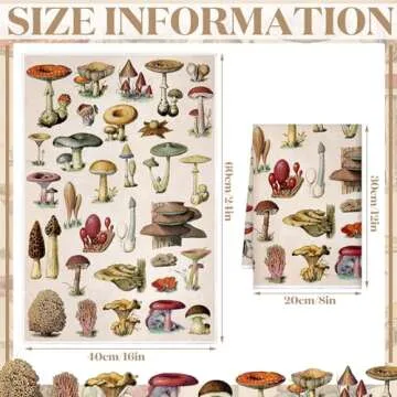 Kajaia 4 Pcs Summer Boho Kitchen Towels 16 x 24 Inch Vintage Dish Towels Modern Geometric Tea Hand Dishcloths Decorative Absorbent Dishcloths for Home Bathroom Gift(Multicolor,Mushroom)