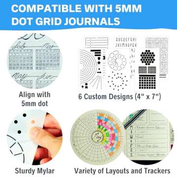 Ultimate Productivity Journal Stencil Set - Custom-Designed Supplies for Bullet Dotted Journal Planners, DIY Templates to Create Calendars, Lists, Letters, Numbers, Habit Trackers by Sunny Streak
