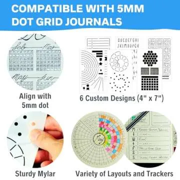 Ultimate Productivity Journal Stencil Set - Custom-Designed Supplies for Bullet Dotted Journal Planners, DIY Templates to Create Calendars, Lists, Letters, Numbers, Habit Trackers by Sunny Streak